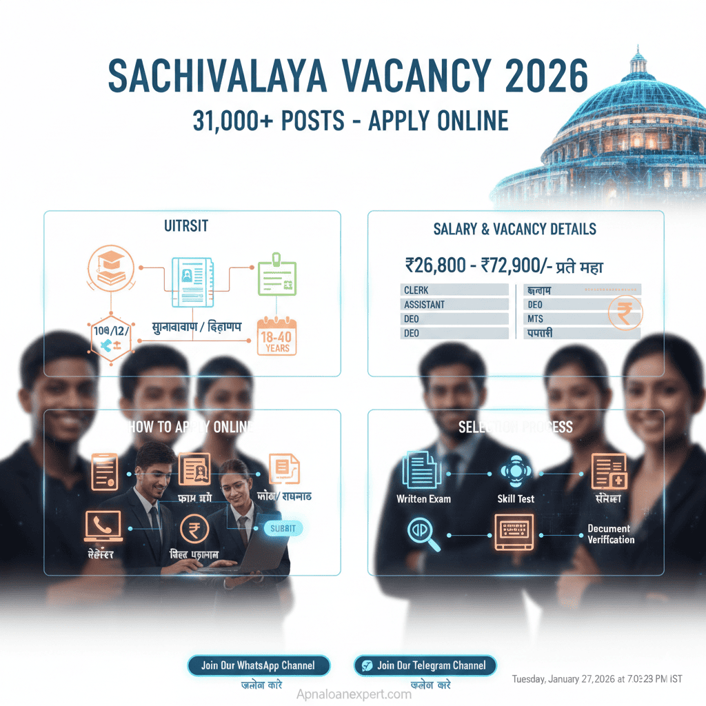 Sachivalaya Vacancy 2026 Recruitment 31000 Posts Apply Online Eligibility and Salary Details