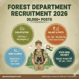 Forest Department Recruitment 2026 Gujarat Assam 30000 Posts Apply Online Forest Guard Salary.