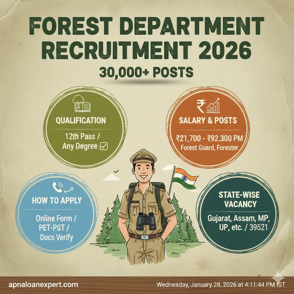 Forest Department Recruitment 2026 Gujarat Assam 30000 Posts Apply Online Forest Guard Salary.
