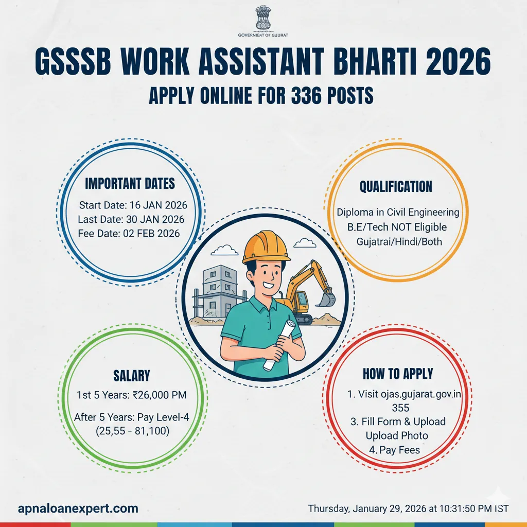 GSSSB Work Assistant Recruitment 2026 Vacancy Details 336 Posts OJAS Gujarat apnaloanexpert
