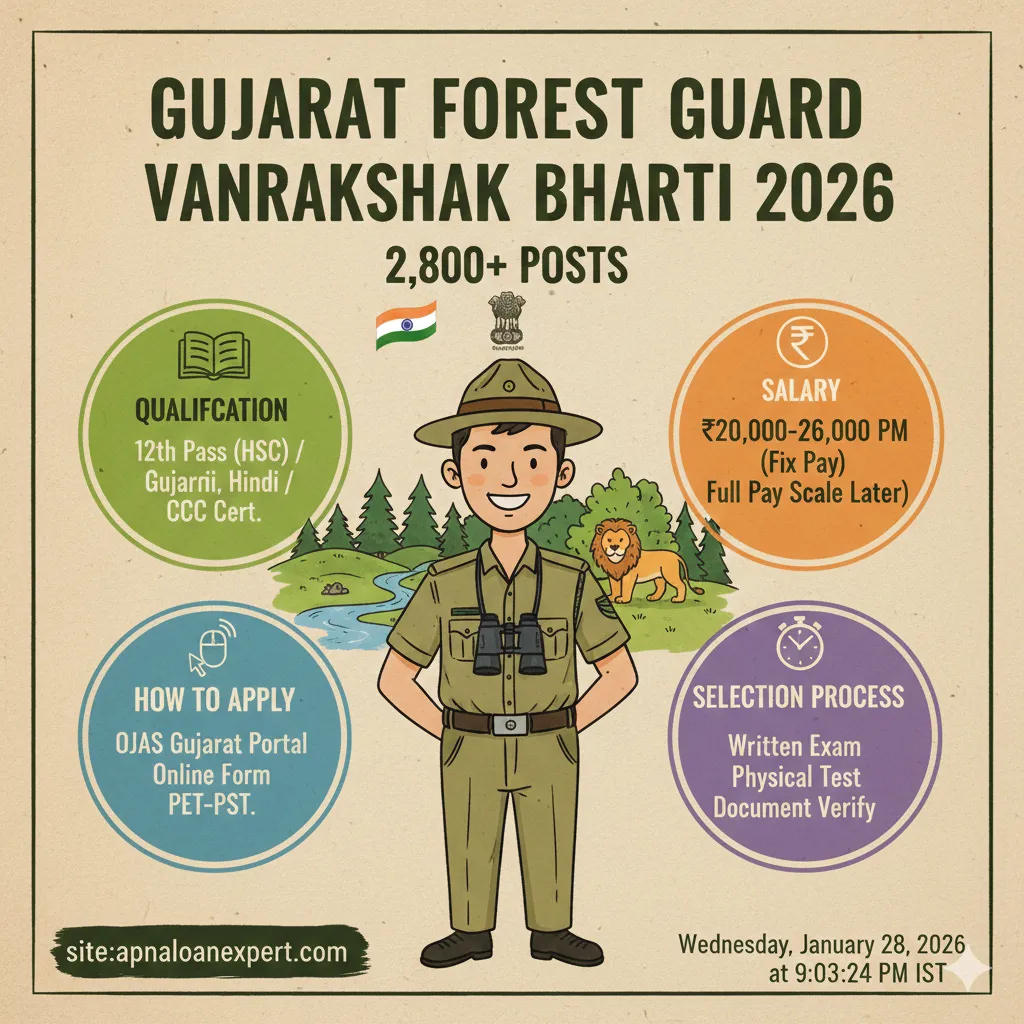 Gujarat Forest Guard Recruitment 2026 Vanrakshak Bharti 2800 Posts OJAS Online Form apnaloanexpert