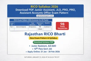 RIICO Syllabus 2026 Junior Assistant JLO AAO Exam Pattern Table PDF