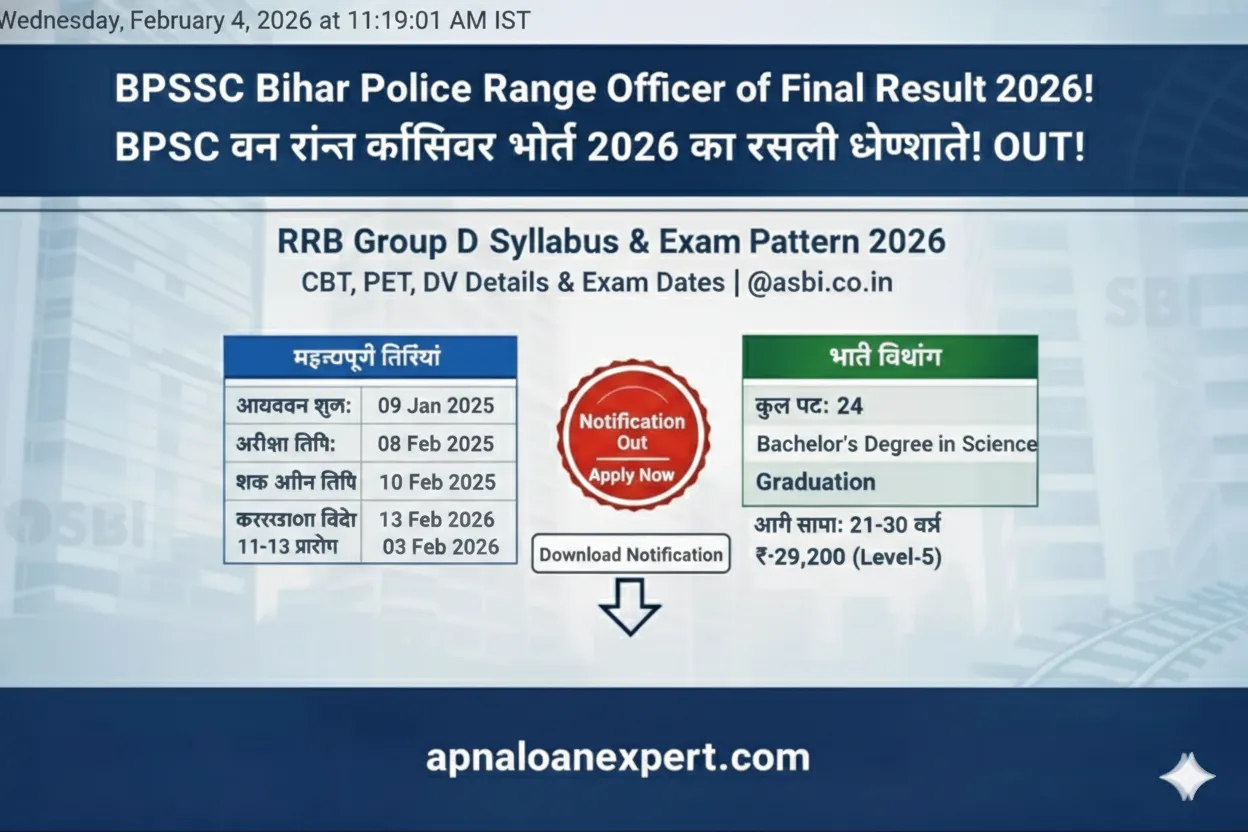 BPSSC Bihar Police Range Officer of Forest Final Result 2026 Out, check merit list and selection status on apnaloanexpert.com.