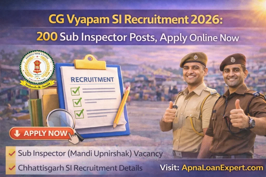 CG Vyapam Mandi Sub Inspector Recruitment 2026 Official Notification Table showing 200 Vacancies.