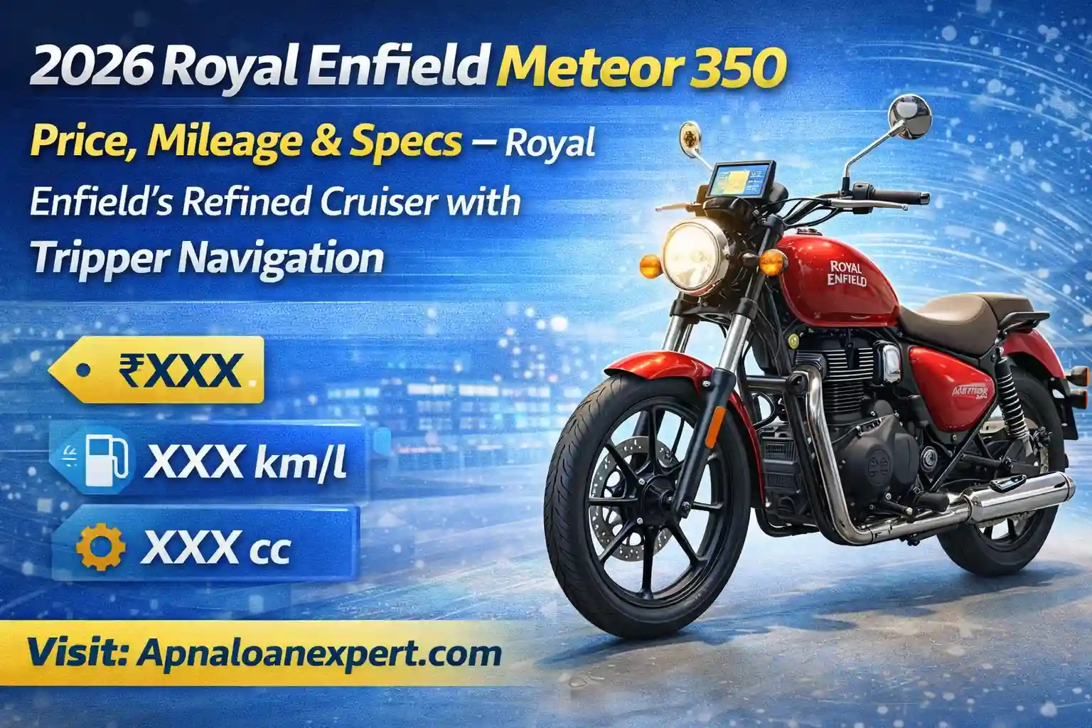 2026 Royal Enfield Meteor 350 Cruiser Bike in Red Color with Tripper Navigation