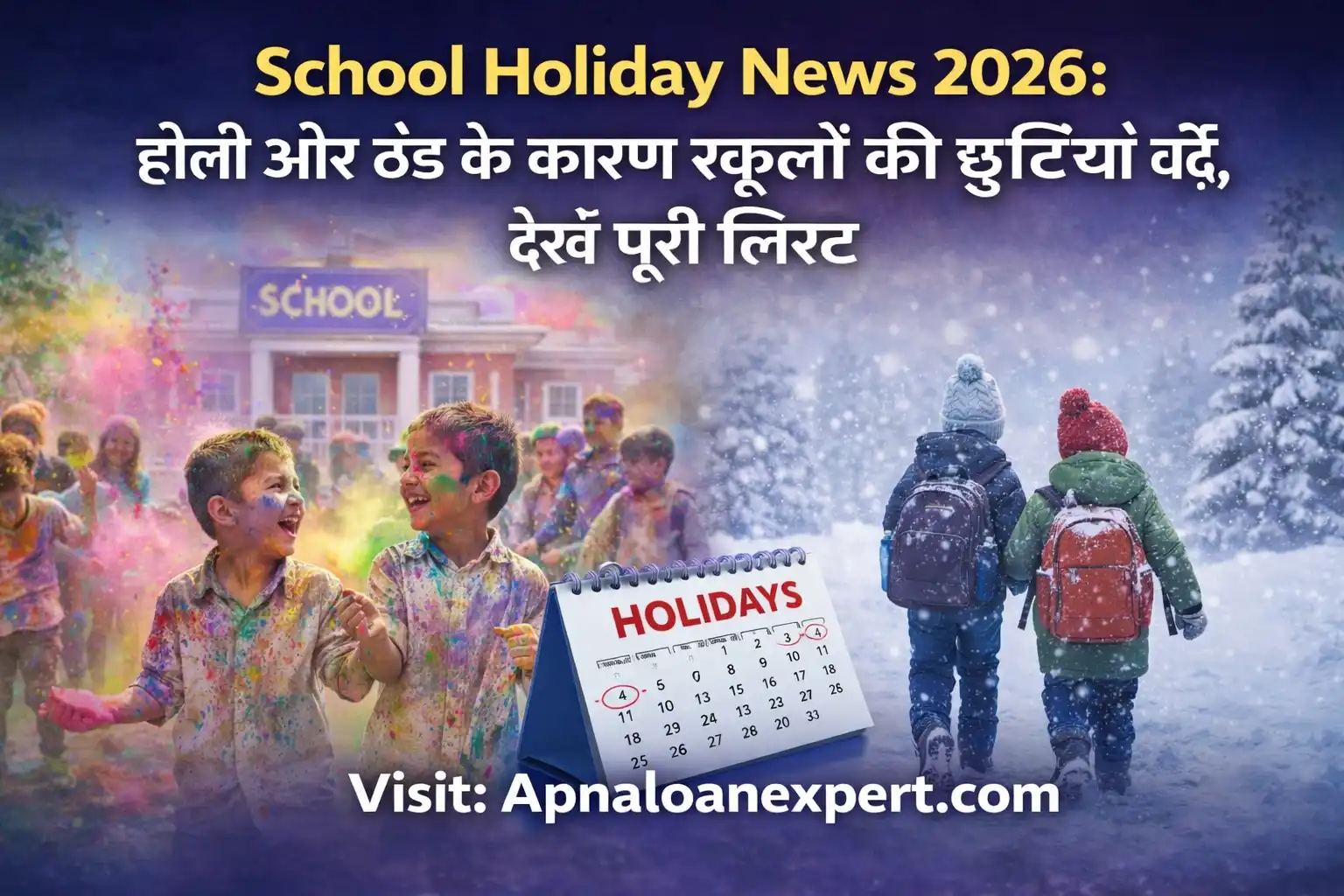 School Holiday News 2026 due to Holi Festival and Cold Wave Update for Students