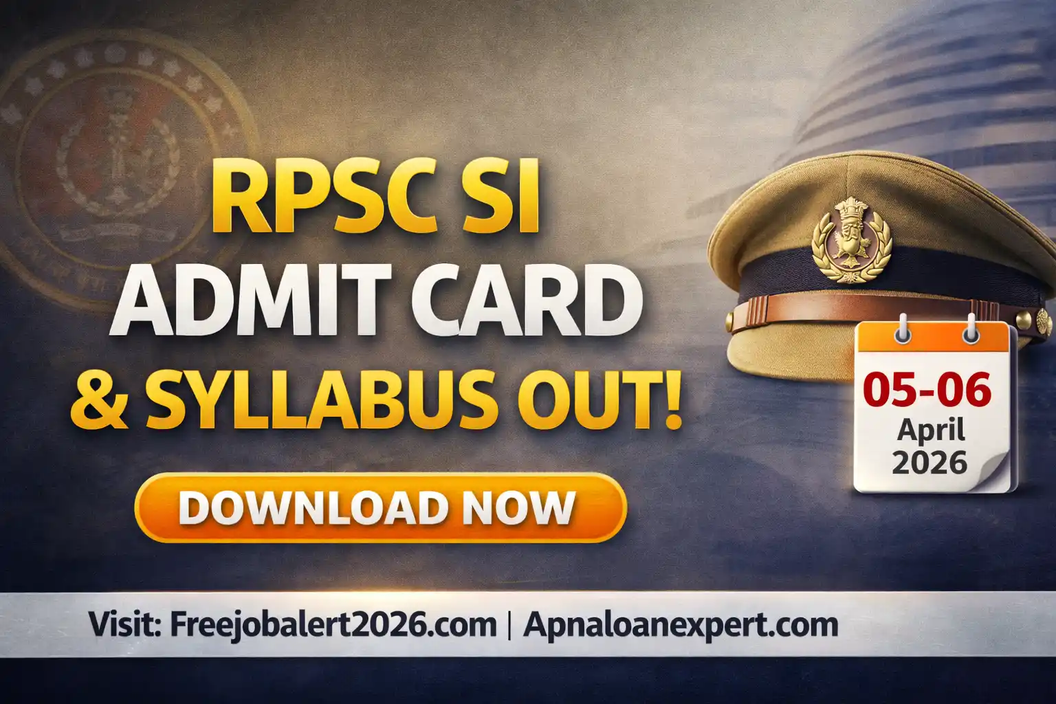 RPSC SI Admit Card 2026 Download Link & Syllabus Banner